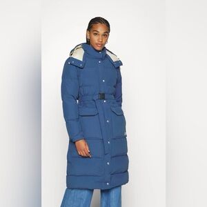 The North Face Blue Puffer Coat with Cream Lining